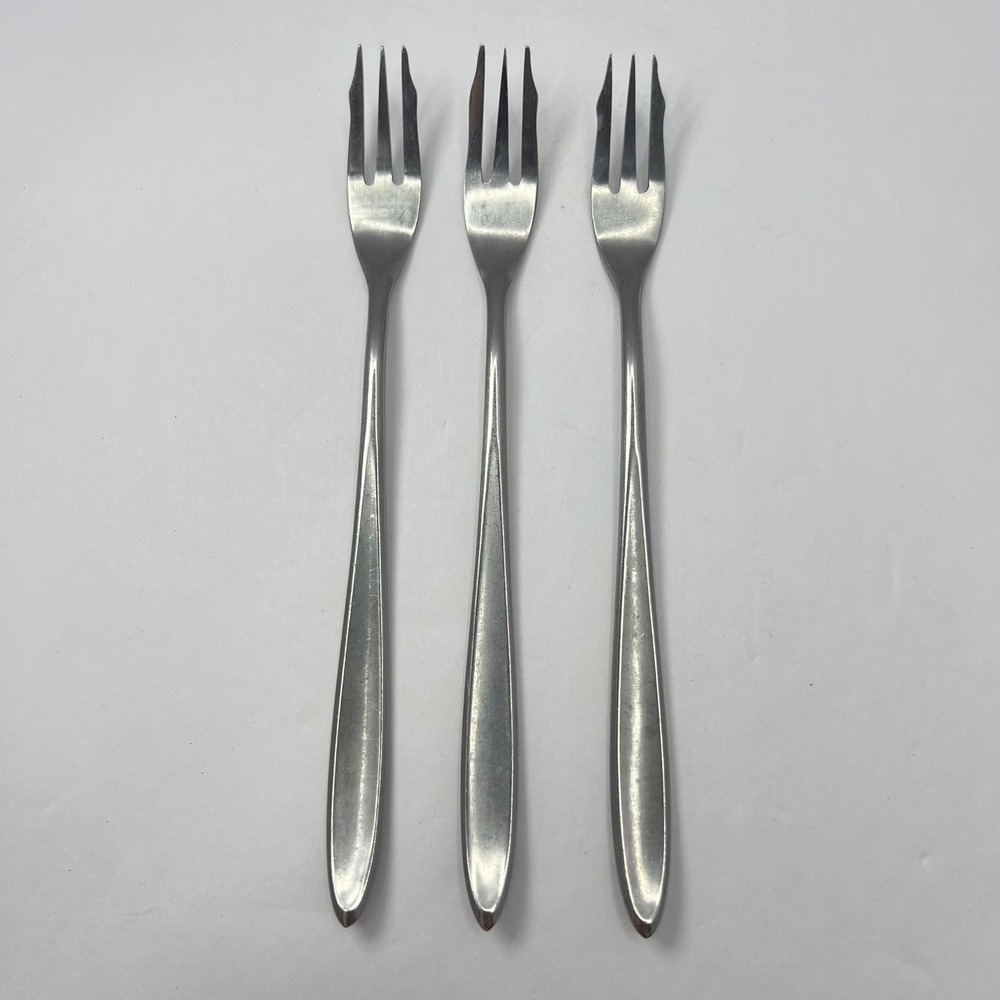 Supreme Cutlery 3 Seafood Forks Towle Exeter Japan MCM Vtg Flatware Stainless